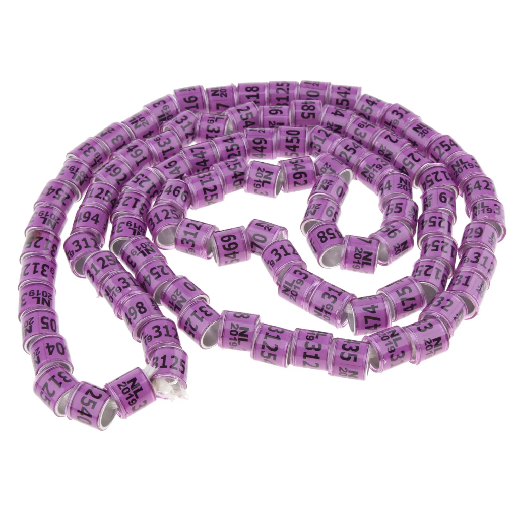 100pcs 8mm Plastic Bird Foot Ring For Racing Pigeon Parrot Purple