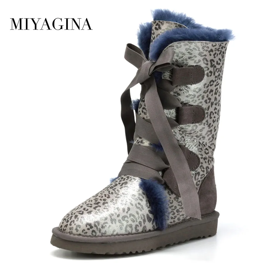 

Top Quality New Genuine Sheepskin Leather Snow Boots Fashion Natural Fur Botas Mujer Winter Real Wool Waterpoor Women Shoes