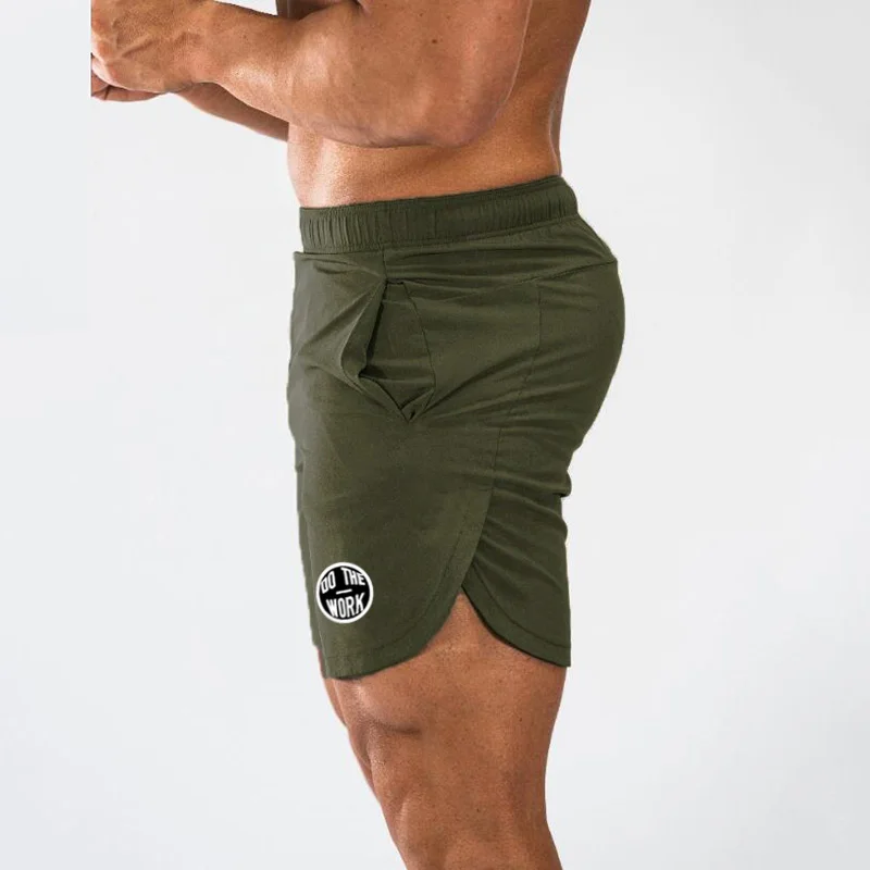 Новинка, мужские летние пляжные шорты с буквенным принтом, мужские повседневные свободные эластичные шорты для фитнеса, брендовая одежда размера плюс - Цвет: Армейский зеленый