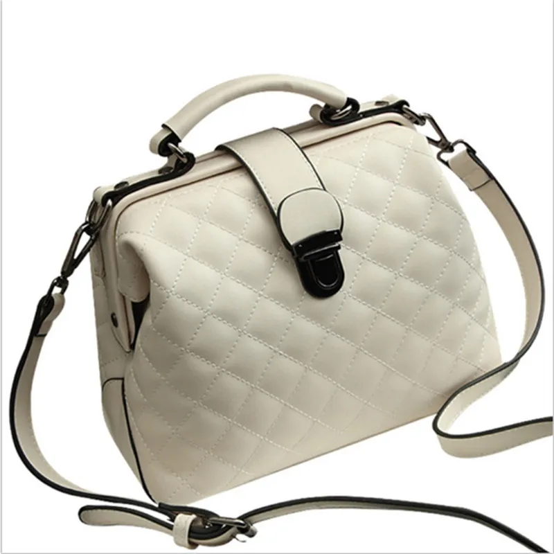 

Fashion Women Diamond Lattice PU Leather Shoulder Bags Lock Doctor's Bag Crossbody Bag Designer Handbags Travel Totes Bags