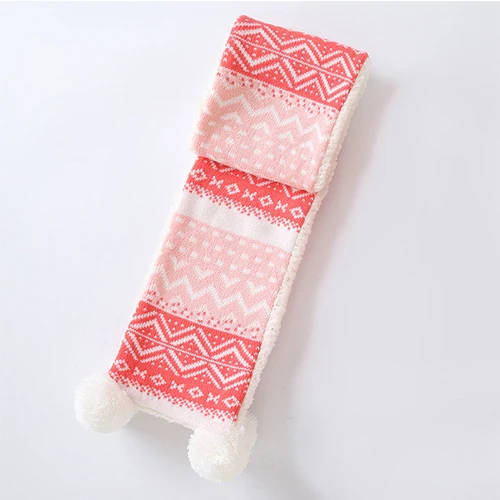 Зимние теплые помпоном ребенка шарф для девочек трикотажные Детские шарфы SF009 - Цвет: pink