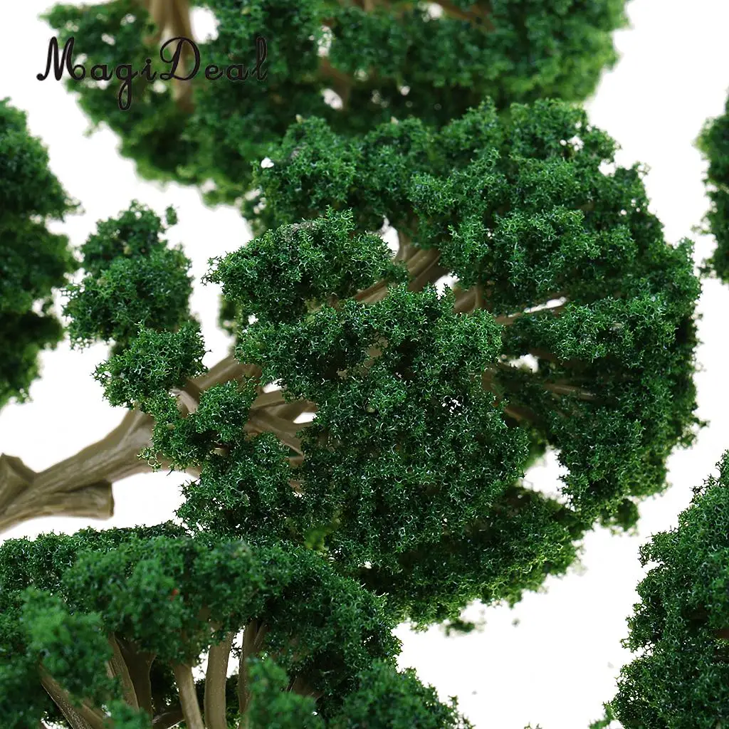 MagiDeal 10Pcs Sand Table Model Building Scale Tree Plant Miniature for Tailway Tailroad Train Track Park Garden Scenery Toys