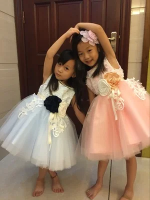 Летнее бальное платье с аппликацией из бисера, платье с цветочным узором для девочек, праздничные платья принцессы, свадебная детская одежда, одежда для малышей, Vestidos