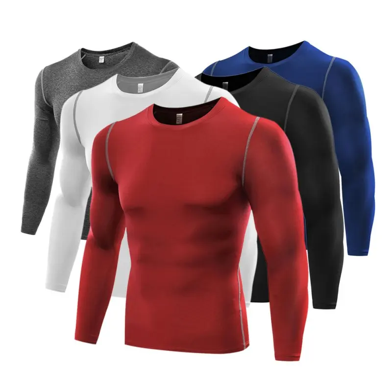 Men Compression Base Layer Thermal Tights Shirt Top Long Sleeve Gym Activewear