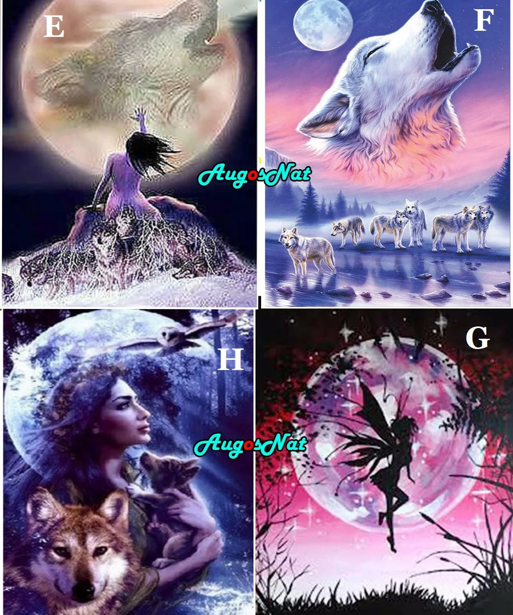 beauty beast diamond painting full round moon diamant embroidery wolves picture puzzle daimond mosaic crafts kit stones sticker
