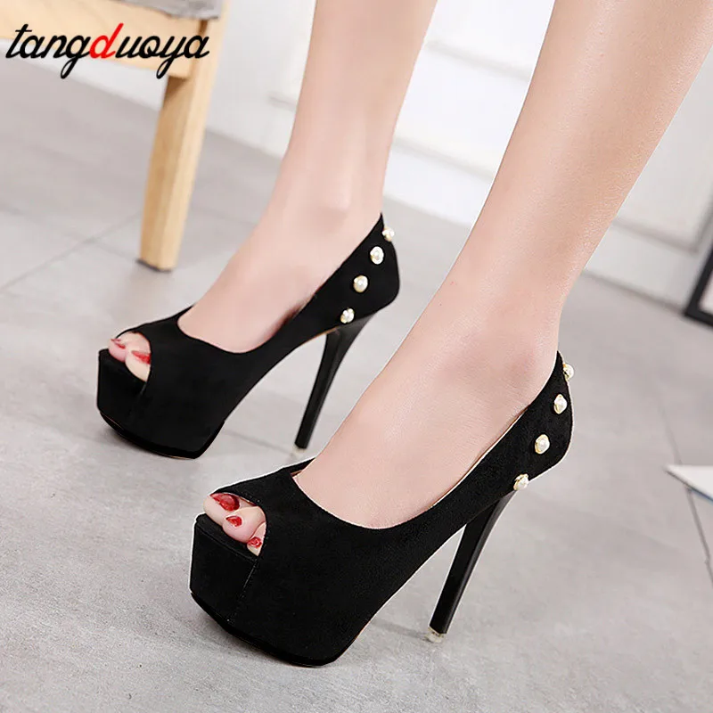 

peep toe high heels platform shoes women pumps high heel women party shoes pearl ladies shoes with heels chaussure femme talon