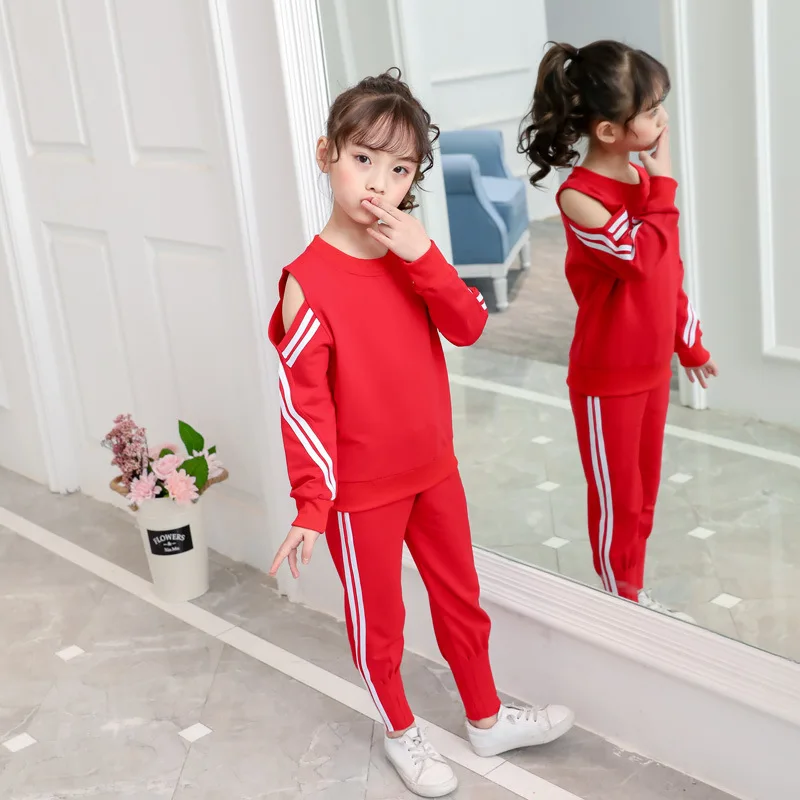 

Kids Clothing Sets Children Stripe Outfits for Teenage Girls Long Sleeve Clothes Sets Girls School Tops & Pants Suits 2Pcs 8 10