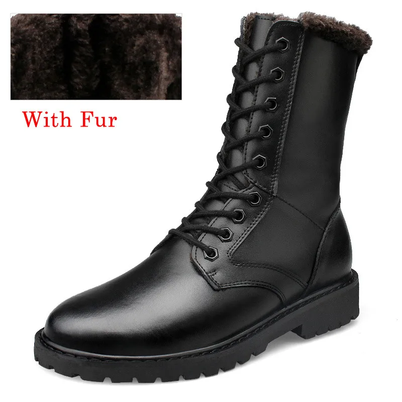 Большой размер 48, зимние ботинки «милитари», мужские тактические ботинки из яловичного спилка, Мужская зимняя обувь, мужские армейские ботинки на меху, chaussure homme - Цвет: hei se jiamian