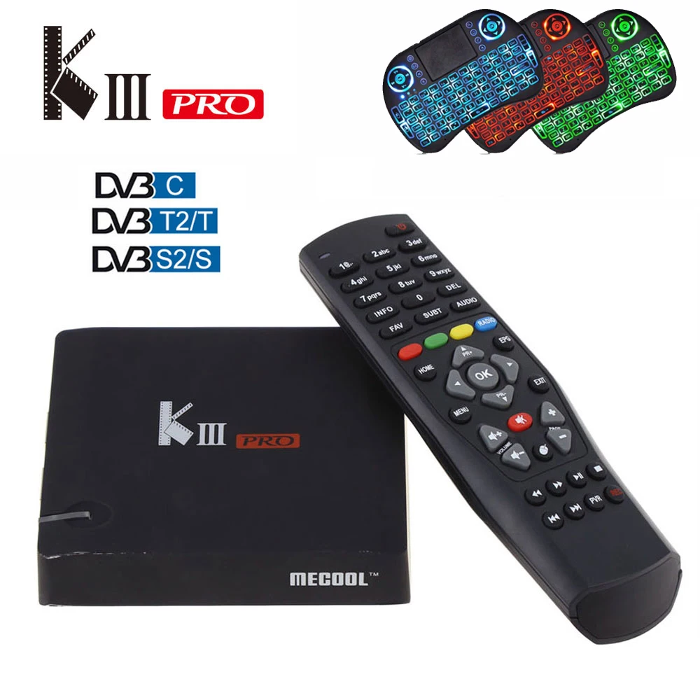 

MECOOL KIII PRO DVB-S2 DVB-T2 DVB-C Decoder Android 7.1 TV Box 3GB 16GB K3 Pro Amlogic S912 Octa Core 64bit 4K Combo Set top box