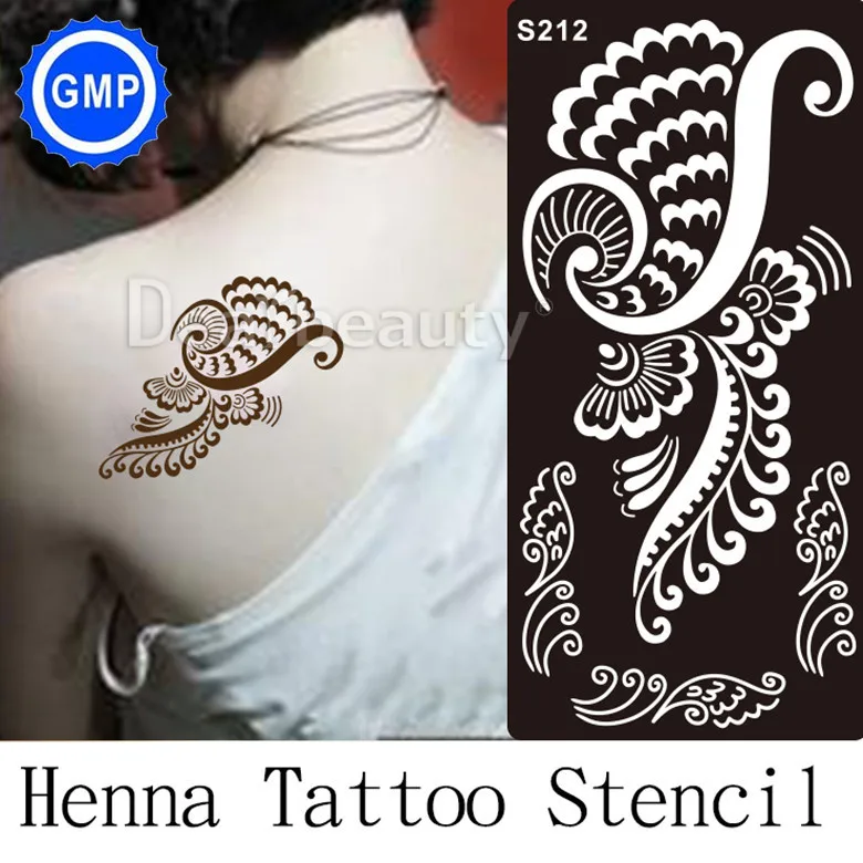 

1pc Trendy Henna Tattoo Stencils temporary tatoo templates glitter tattoo stencil Airbrush Indian designs For Painting Kit S212