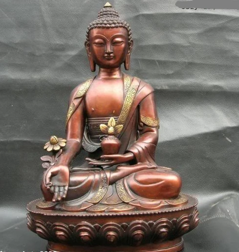 

xd 00436 12 Tibet Buddhism Temple Red bronze Carved of Tathagata Sakyamuni Buddha Statue