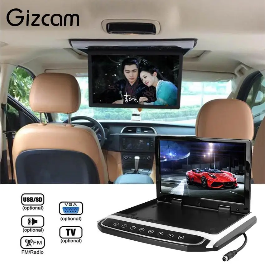 

Gizcam 10.2" Car Ceiling Flip Down Overhead Roof Mount HD Screen Video Monitor Car Flip Down Monitor New