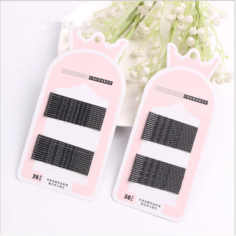 

24/30Pcs Invisible Black Hair Clips Flat Top Bobby Pins Wave Curve Hair Grips Salon Barrette Hairpin Hair Accessories