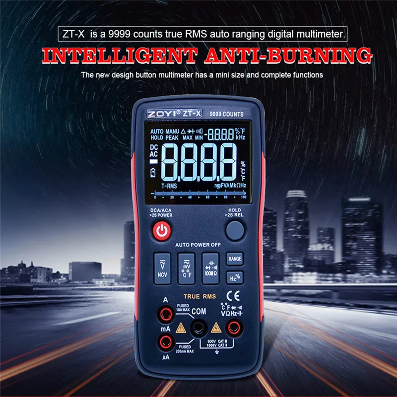 

ZOYI Digital multimeter ZT-X ac dc true voltmeter rms auto range multimeter backlight with LCD screen data retention NCV