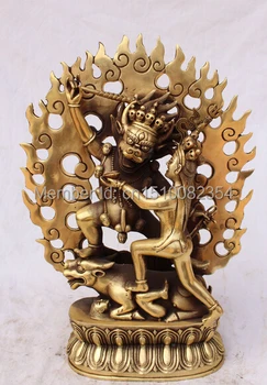 

14" Chinese Tibetan Buddhism Bronze Yamantaka Buddha Protector Deity Statue