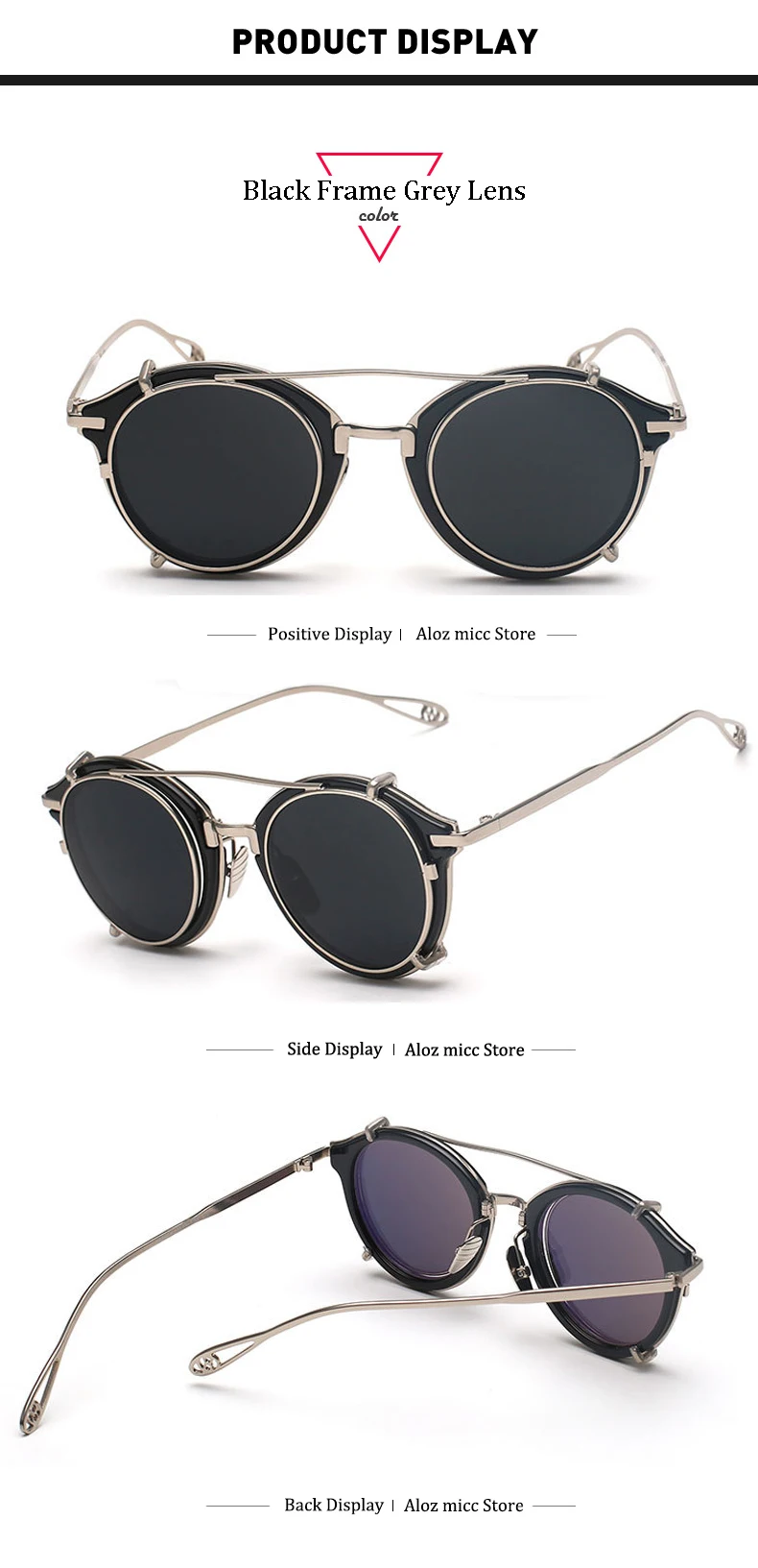 ALOZ MICC стимпанк Солнцезащитные очки мужские классические съемные линзы солнцезащитные очки Брендовые дизайнерские женские круглые очки UV400 Q437