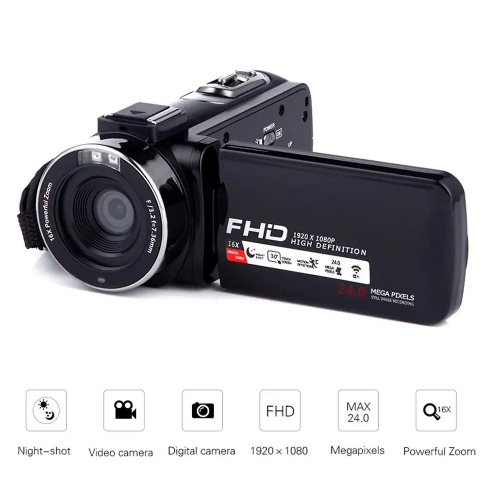 Camcorder Video Camera Full HD 1080p 24.0 MP Camcorders 16X Zoom