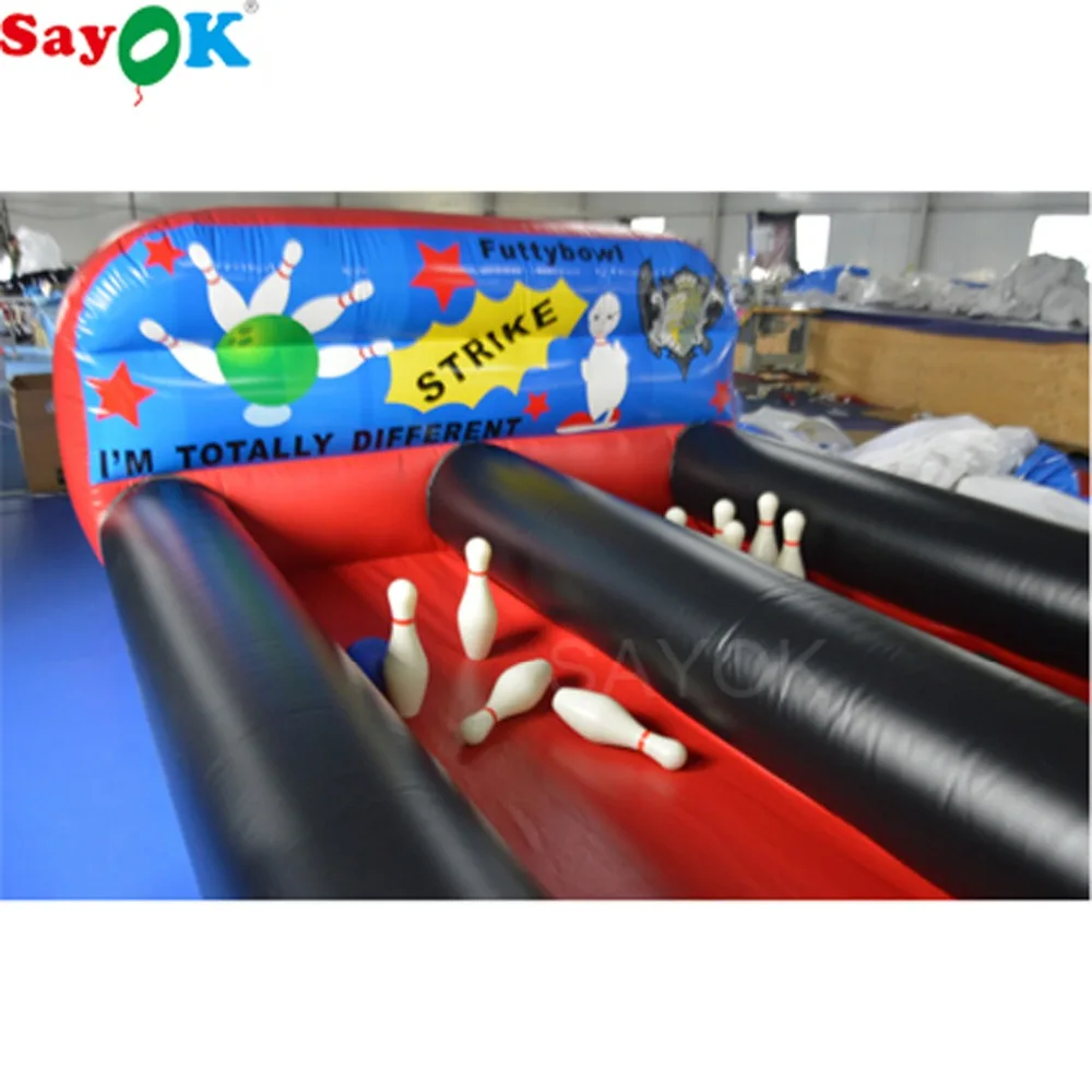 Sayok مزدوجة الممرات 10x3 M نفخ البولينج الممرات مجموعة لعبة التفاعلية البولينج زقاق في الهواء الطلق لعبة رياضية للترفيه