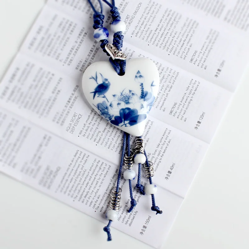 

Wholesale Ceramic Necklace Sweater Chain Contraction Porcelain National Wind Restoring Ancient Ways Heart-shaped