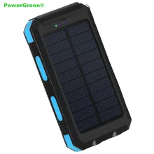 PowerGreen 5 V 2A солнечное зарядное устройство светодиодный дизайн аккумулятор на солнечной батареи 10000 mAh солнечная панель внешняя батарея для мобильных телефонов