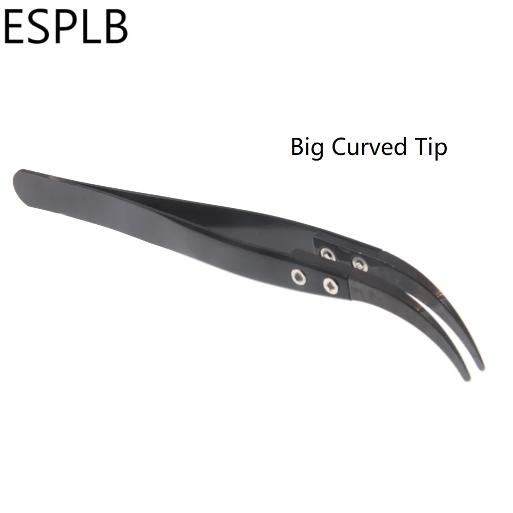 Precision Tweezers ESD Anti Static Tweezers Ceramic Tweezers Precision Black Ceramic Stainless Steel Curved Straight Tip Pointed Coil Heat Resistant Antistatic