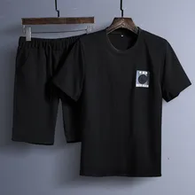 Vogue хороший Vogue 2 шт с коротким рукавом шорты костюм для мужчин повседневные свободные мужские шорты футболка модная пляжная одежда