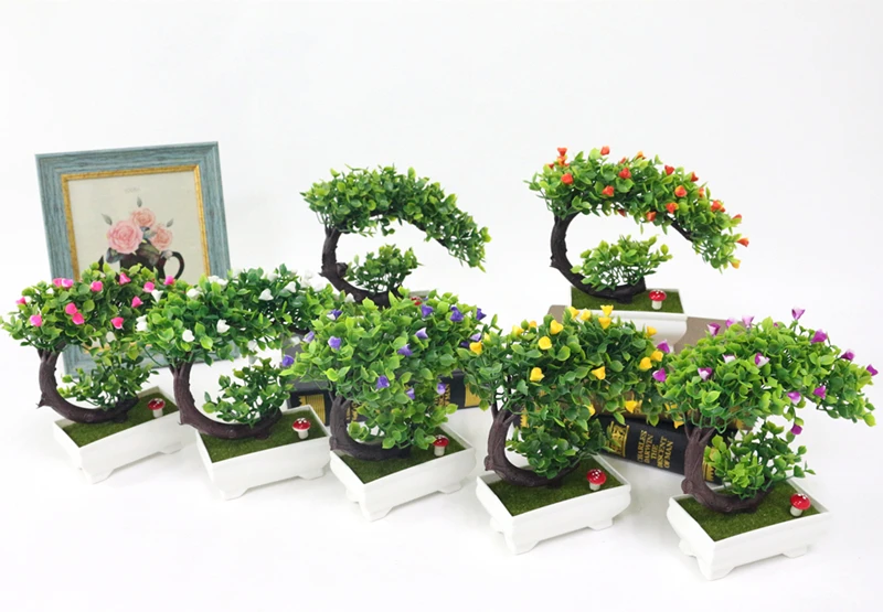 JAROWN Artificial Plants Fake Flower Bonsai Home Decoration Flores Simulation Plastic Potted Plant Wedding Decorations Gift (7)