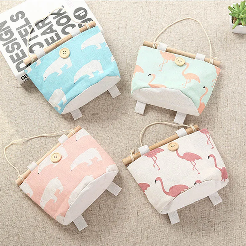 

Cute Cartoon Flamingo Wall Door Wardrobe Hanging pack decor Kitchen Bathroom Sundries Hanging Bag Closet Organizer Toy
