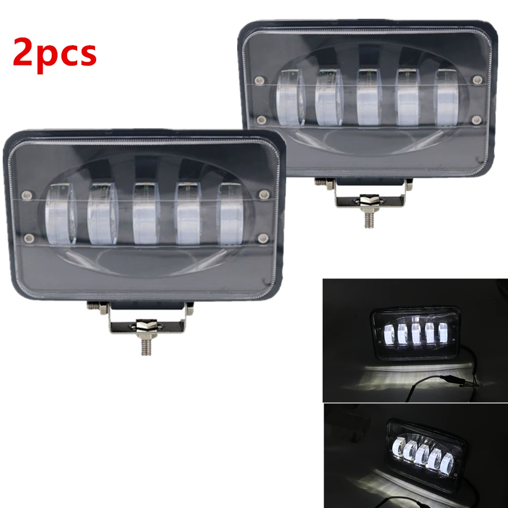  Marloo 6 Inch 50W LED Work Light Spotlight 12V 24V Square Offroad Worklight for Off road Car Pickup