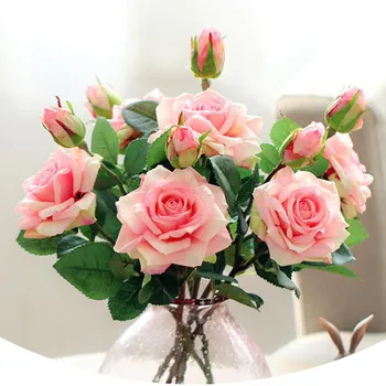 

European Single Stem Rose Simulation Classic Roses for Wedding Centerpieces Home Xmas SHowcase Decorative Artificial Flowers