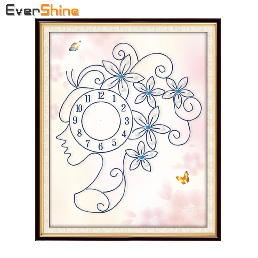 EverShine Special Shaped Diamond Embroidery Clock 5D DIY Painting Full Kit Picture Rhinestones Mosaic Home Decoration | Дом и сад