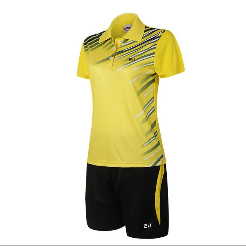 

Summer Women Tennis Set (Polo + Shorts) Woman Quick Dry Team Tennis Badminton Table Tennis Clothing Polyester Sportswear M-XXL
