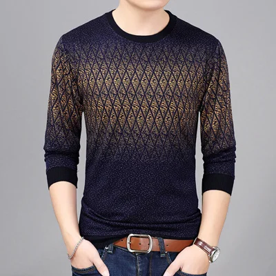 DIMUSI Autumn Winter Mens Sweater Shirt Casual Men O-Neck Wool Pullover Sweater Men's Slim Fit Knitted Pull Sweaters Clothing - Color: Yellow