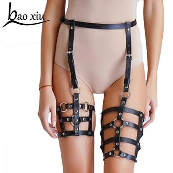 

2019 New Fashion Women Harness Body Belts Sexy Garters Bondage Belt Leather Punk Straps Waistband Leg Adjustable Corset Belts
