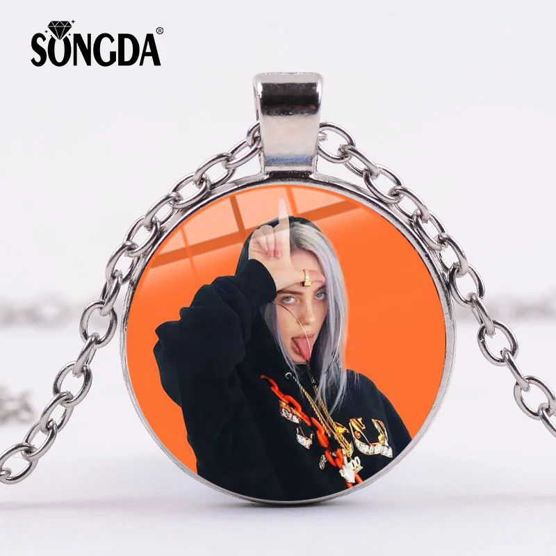 

SONGDA Hip Hop Billie Eilish Necklace Popular Young Singer Harajuku Art Picture Hip-hop Music Glass Dome Pendant Choker Jewelry