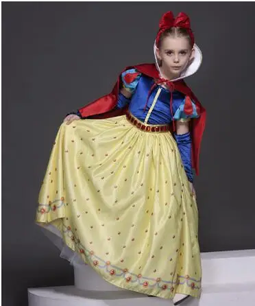 Платье для ролевых игр для девочек на Хэллоуин 100-150 см Детский костюм Белоснежки для костюмированной вечеринки, подарок на день рождения