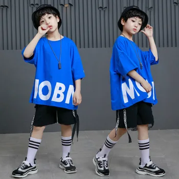 

Children Running Oversized T Shirt for Girls Boys Casual Gym Shorts Hip Hop Clothing Dance Clothes Ballroom Dancing Costume Wear