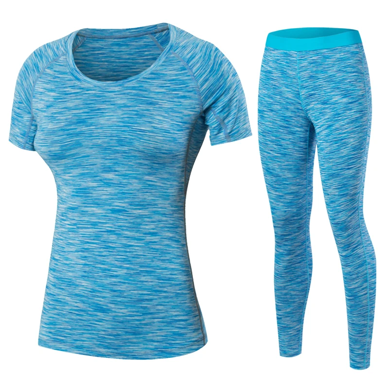 

Hot New Women's Sports Suits Skinny Yoga Set Running Fitness Patchwork Quick Dry Clothing Sports Tops+Pants Elastic Clothes