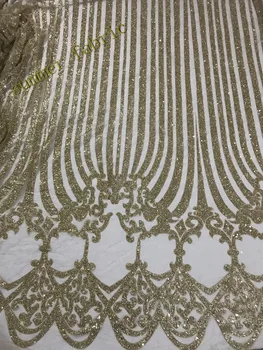 

On sale gold glued glitter S1811875 french net lace fabric nigerian glued glitter lace fabric