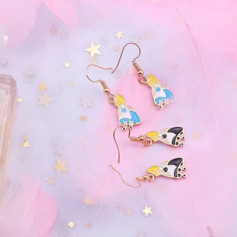 DIY серьги для женщин милые аниме девочек модные кавайные коробки Алиса в стране