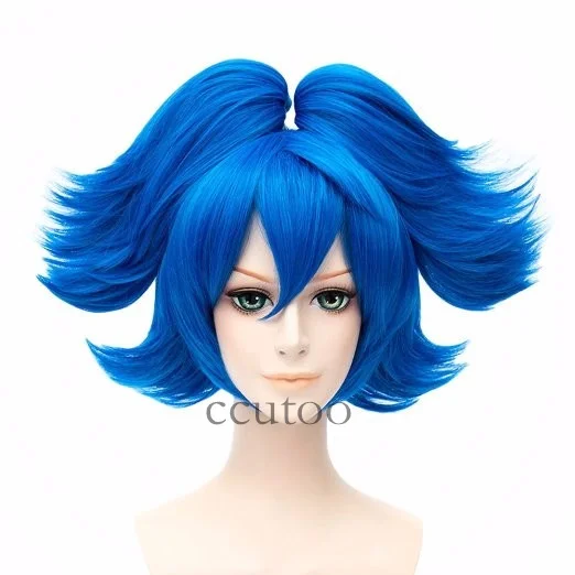 Ccutoo женский синий короткий базовый корпус и 2 съемные фишки хвосты термостойкие синтетические волосы Косплей Полный парик