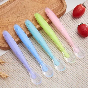

Baby Soft silicone feeding spoon baby Spoon Safety Tableware Infant Learning spoons