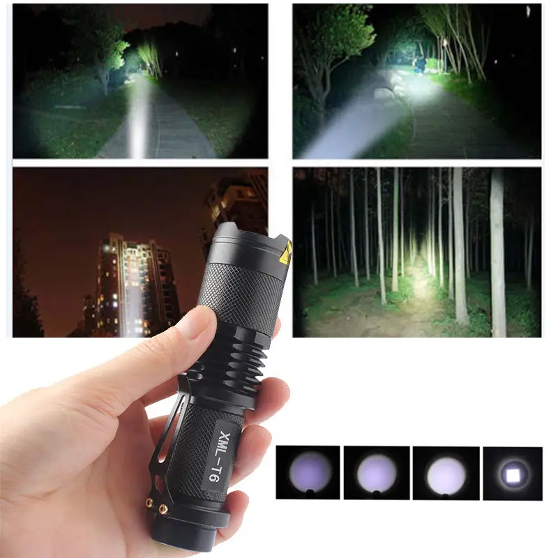 Mini 2500LM 5Mode CREE XML T6 LED Adjustable Focus Al Flashlight Torch Light 12
