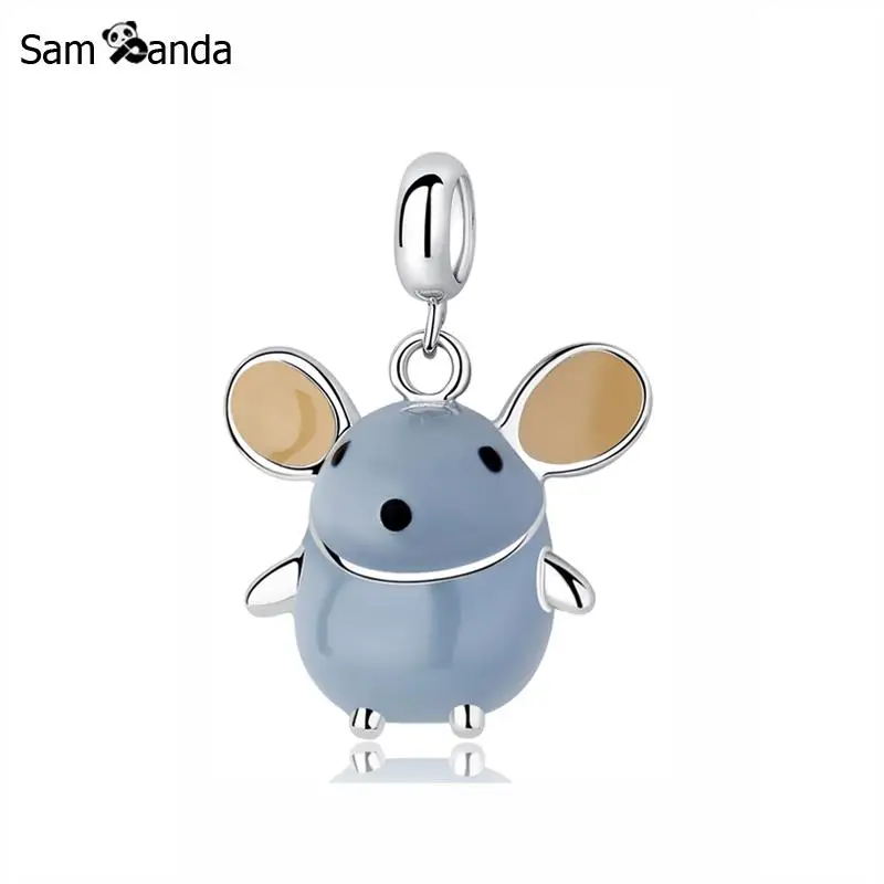 

New Authentic 100% 925 Sterling Silver Bead Charm Symbolic Animals Cute Mouse Charms Fit Pandora Bracelets Women Diy Jewelry
