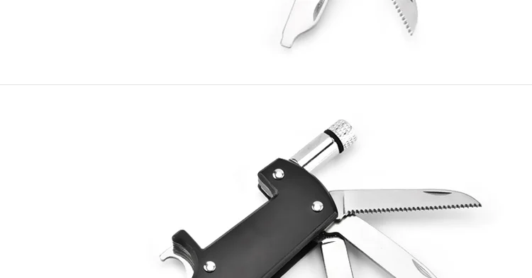 Нержавеющая сталь Многофункциональный Штопоры 5 в 1, карманный нож для повседневного использования, с светодиодный свет открывалка для бутылок мини брелок складные ножи