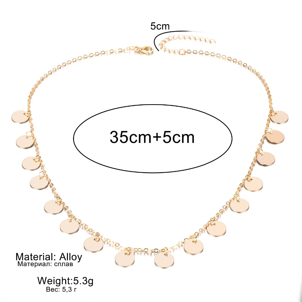 Простые Модные золотые серебряные цветные блестки монеты кисточка-чокер ожерелье для женщин ювелирные изделия вечерние подарки