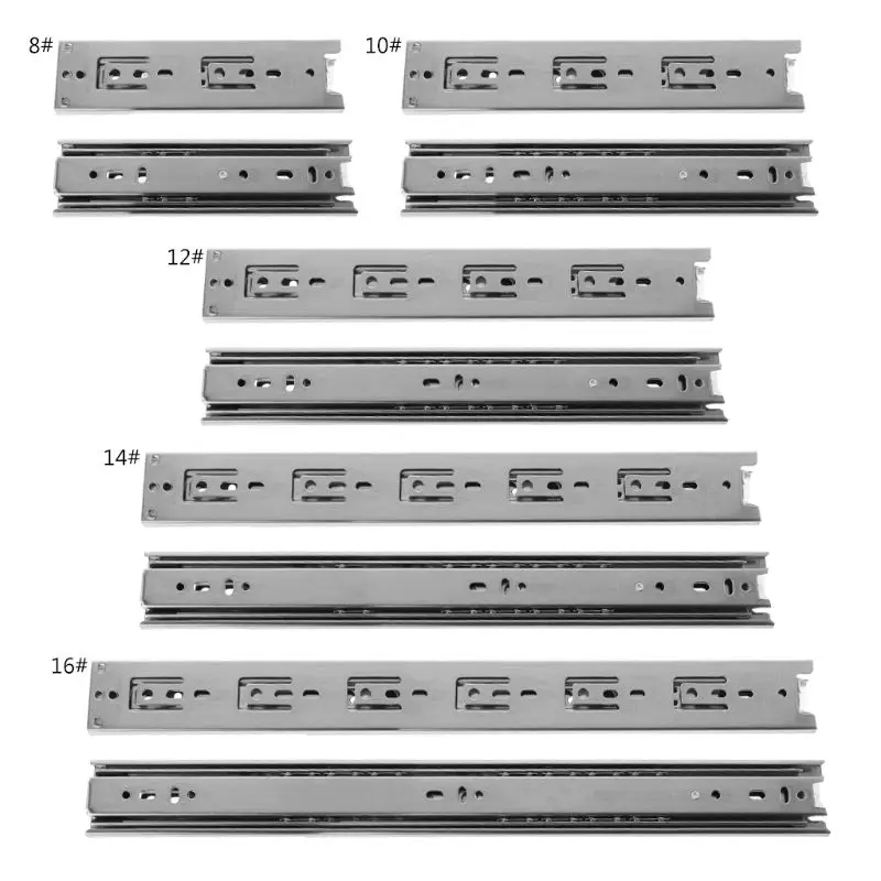 

Three-section Drawer Slide Rail 8/10/12/14/16 Inch Furniture Hardware Fittings 'zt