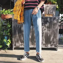 Fashion Casual Men's Jeans Summer And Autumn New S-2XL Nine Pants Versatile Loose Straight Pants Blue Personality Youth Popular Fashion Casual Men's Jeans Summer And Autumn New S-2XL Nine Pants Versatile Loose Straight Pants Blue Personality Youth Popular