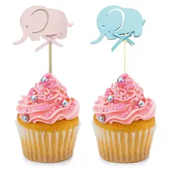 5 шт. розовый синий слон кекс Топпер мини бантом Слон Торт Топпер Для детей день рождения торт украшения детский душ