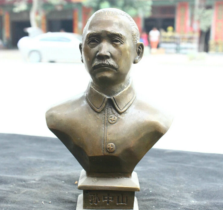 

chinese Fengshui Old Bronze Brass Statue Buddhist temple Sun Yat-sen Sculpture
